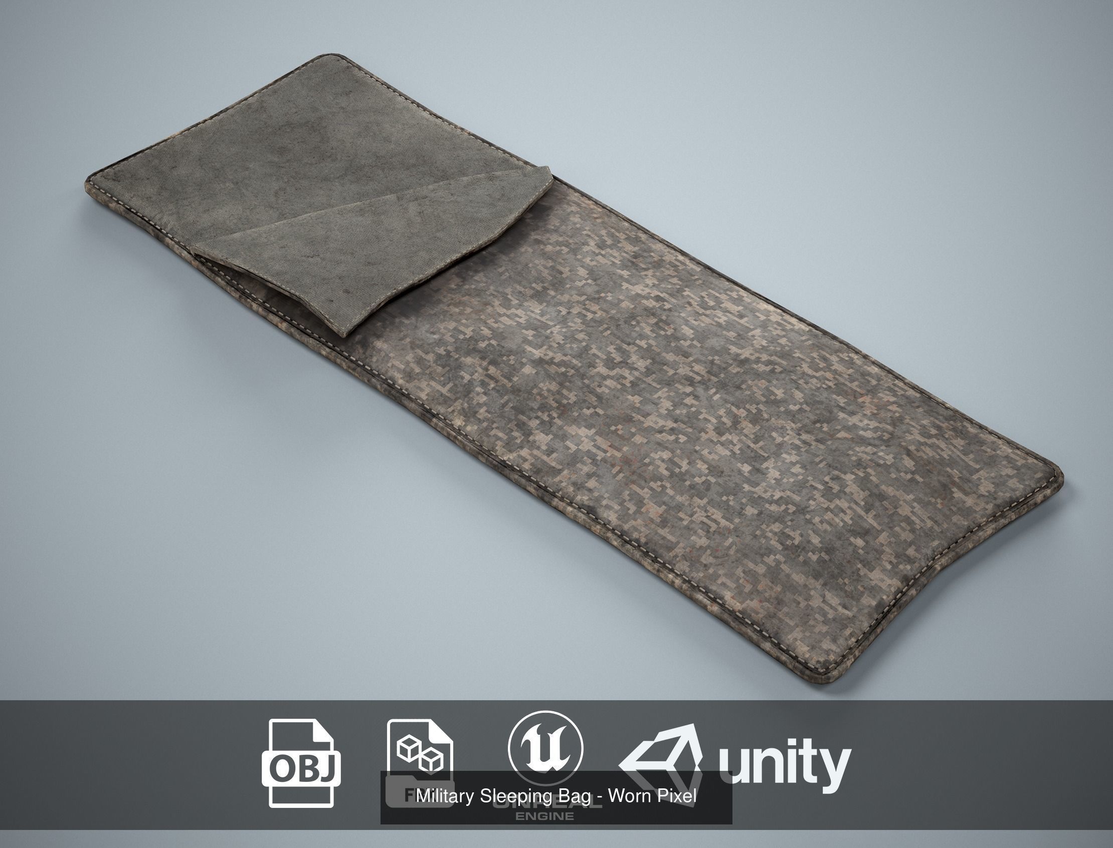 Sleeping Bag Pack - 6 Military and Medieval Bedrolls 3D Model Collection_3