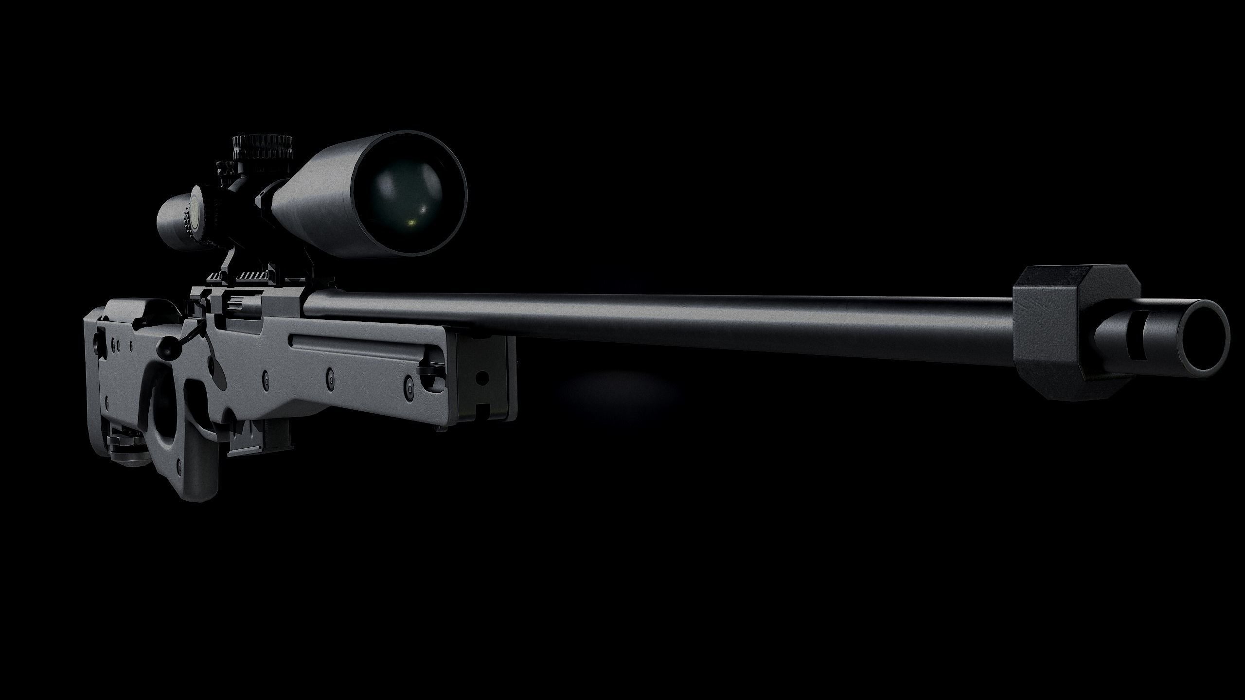 AWP Sniper Rifle Low-poly 3D model_2