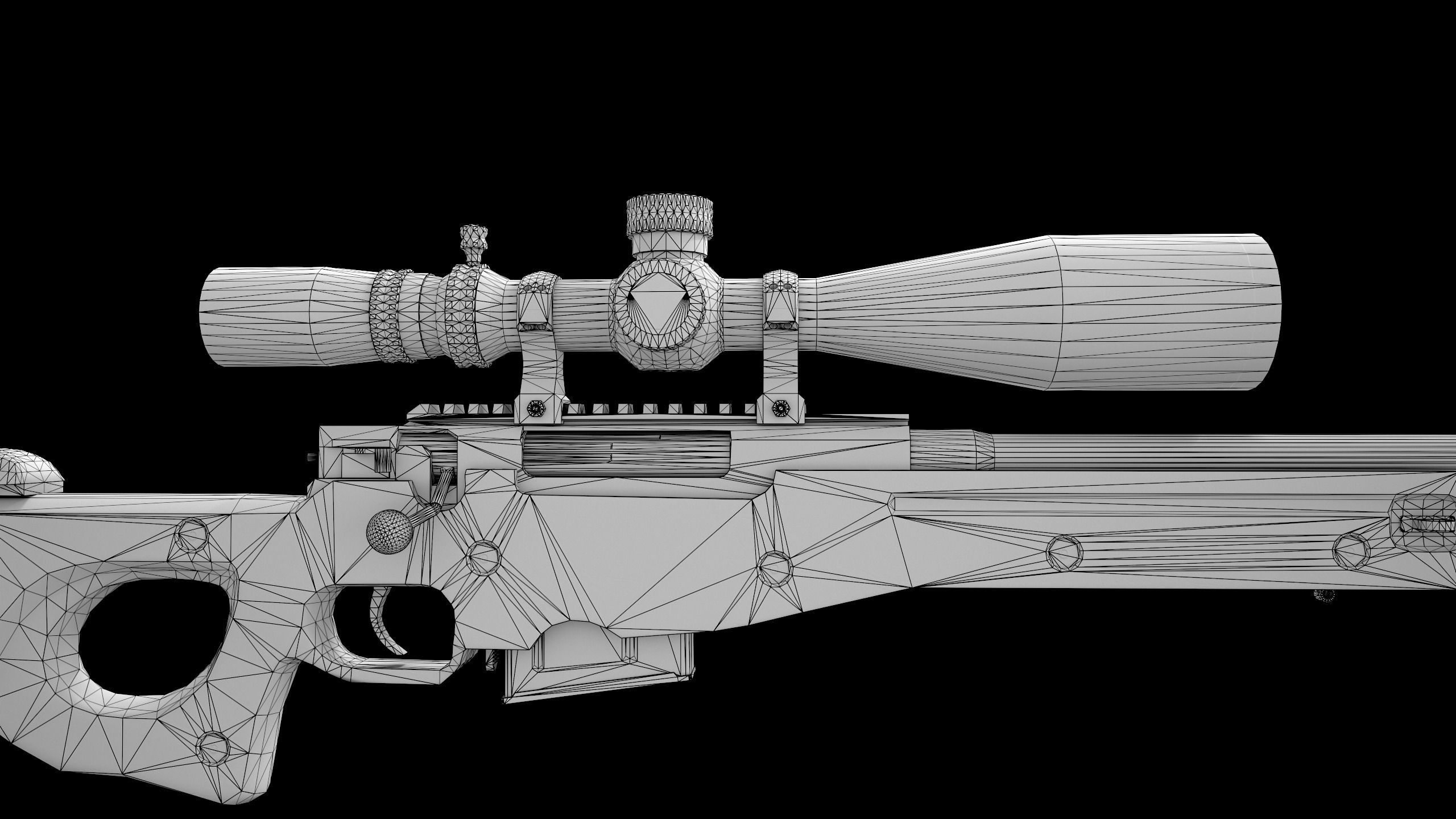  AWP Sniper Rifle Low-poly 3D model_10