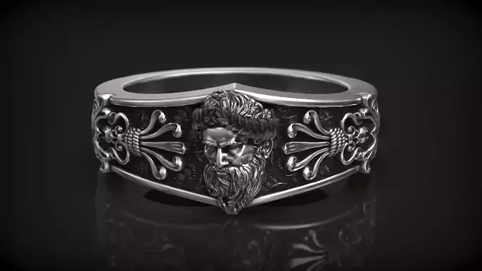 Zeus Laurel Head Antique Greek Pattern Ring 3D print model