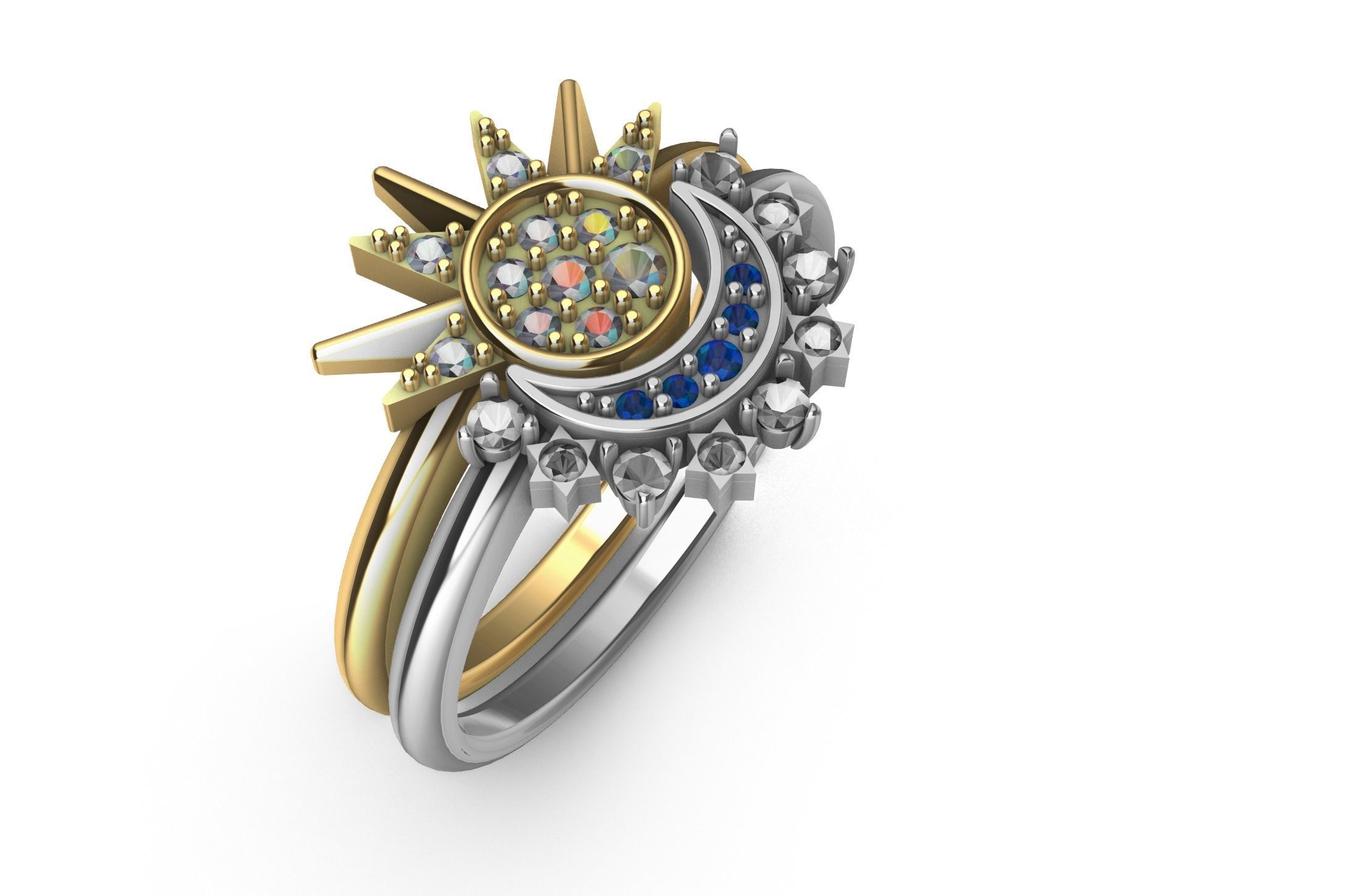 Moon and Sun Ring - P A N D O R A 3D print model_3