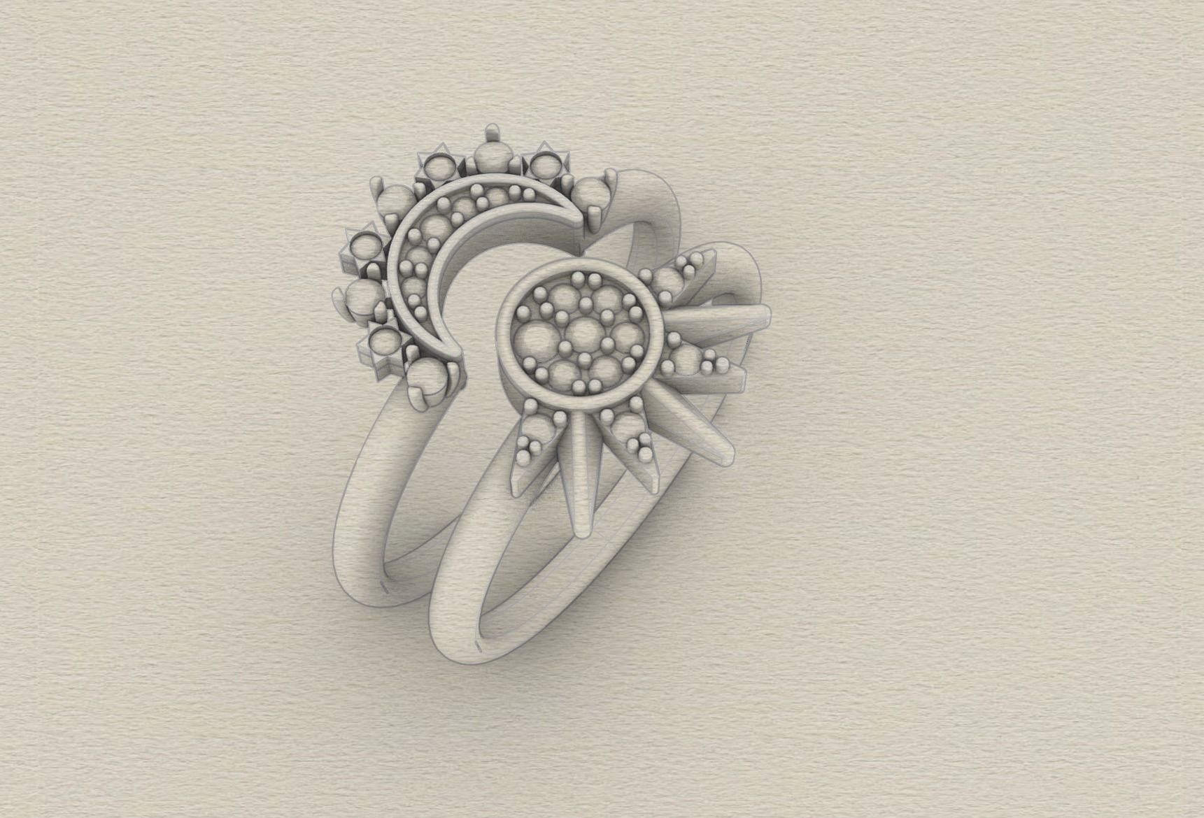 Moon and Sun Ring - P A N D O R A 3D print model_5