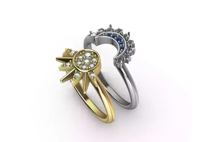 Moon and Sun Ring - P A N D O R A 3D print model