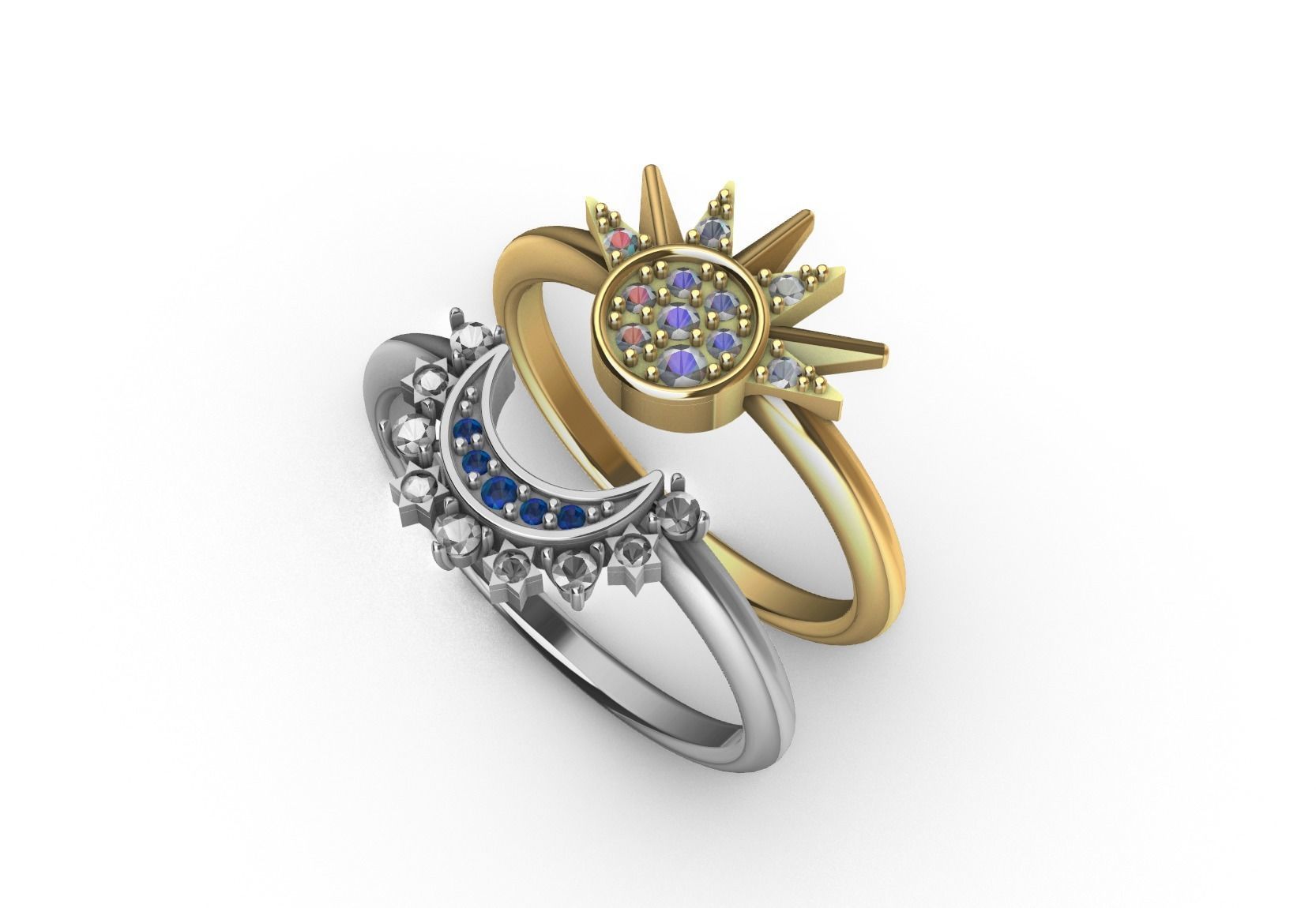 Moon and Sun Ring - P A N D O R A 3D print model_2