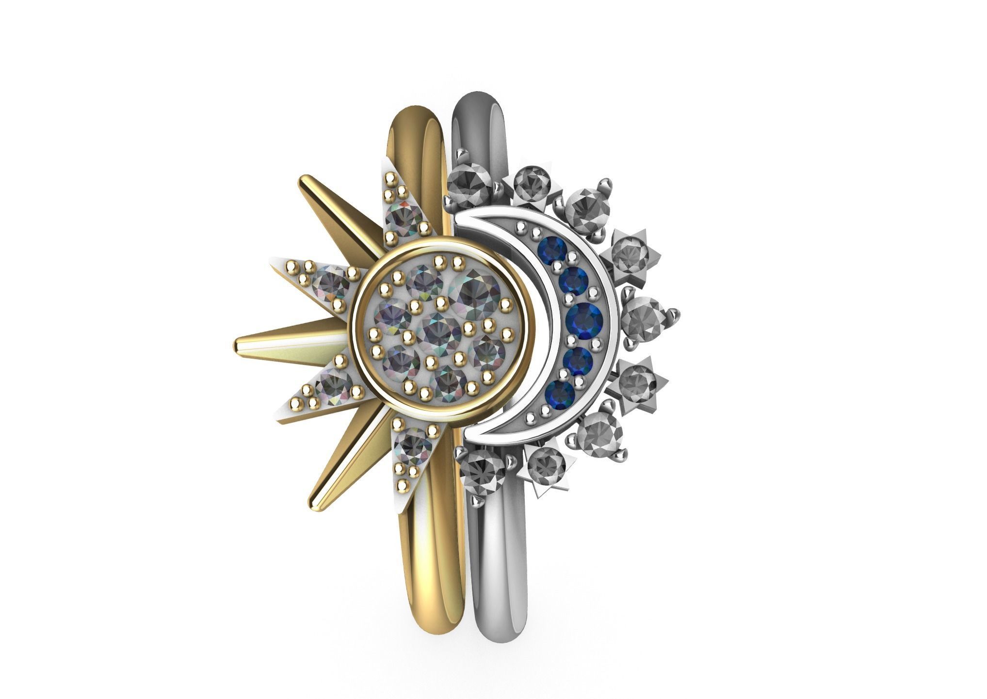 Moon and Sun Ring - P A N D O R A 3D print model_4