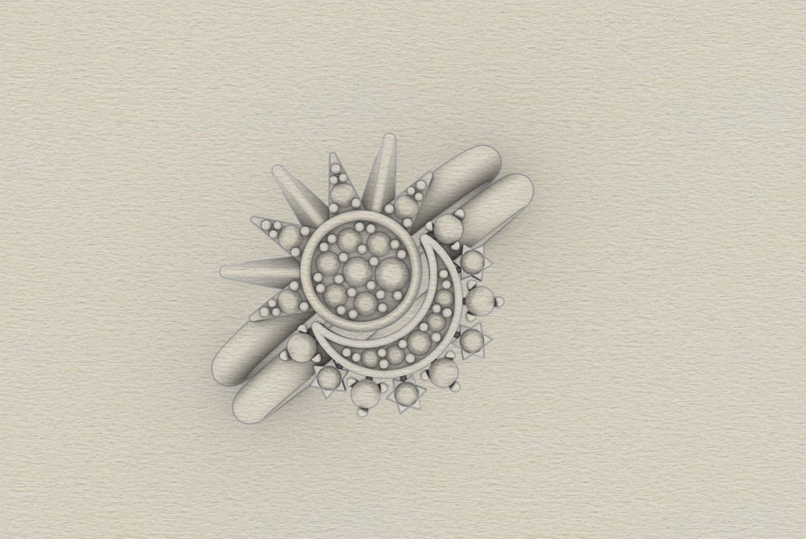 Moon and Sun Ring - P A N D O R A 3D print model_1