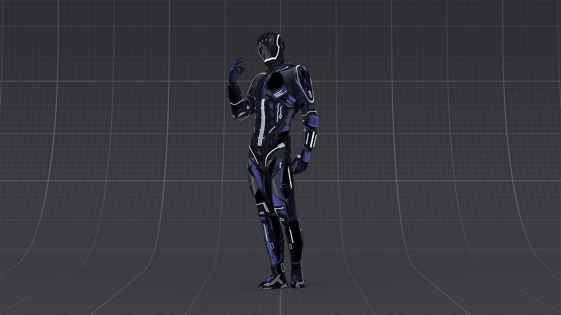 Specter Cyborg Character Low-poly 3D model_6