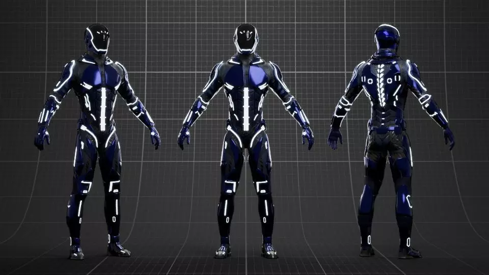 Specter Cyborg Character Low-poly 3D model_0