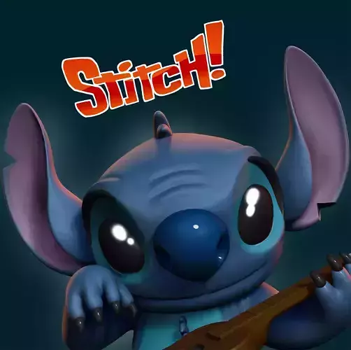 Stitch playing guitar 3D print model