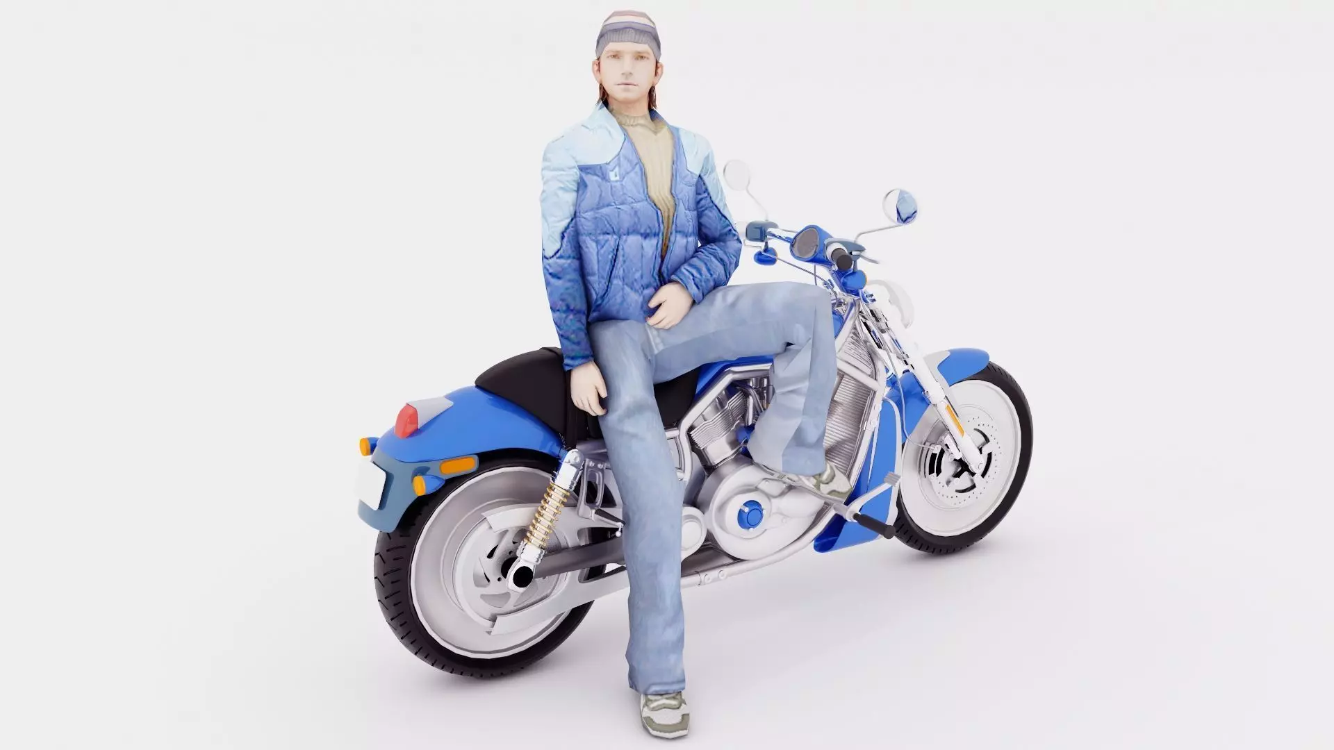 Chopper Biker 4 Low-poly 3D model