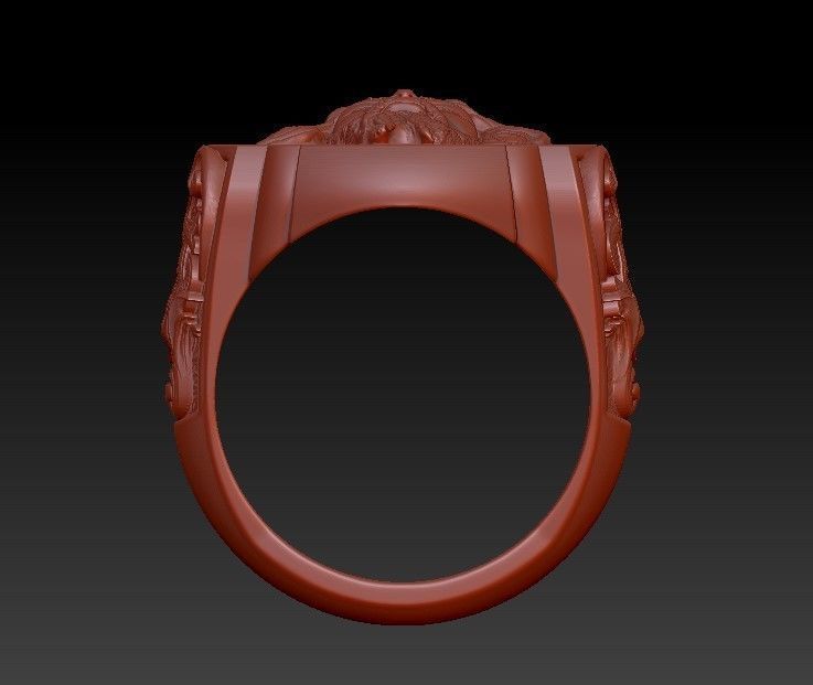 Jesus Christ face IHS monogram ring with floral scrolls  3D print model_11