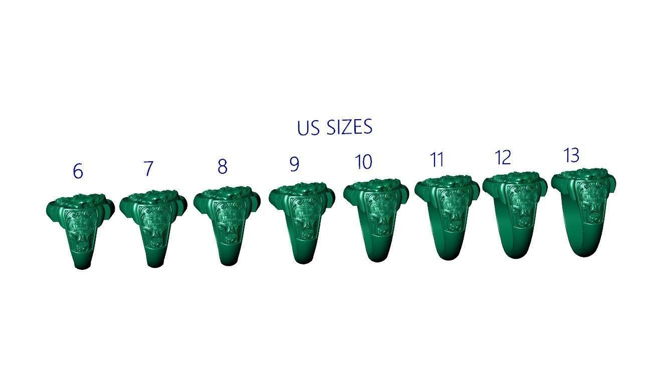 Jesus Christ face IHS monogram ring with floral scrolls  3D print model_16