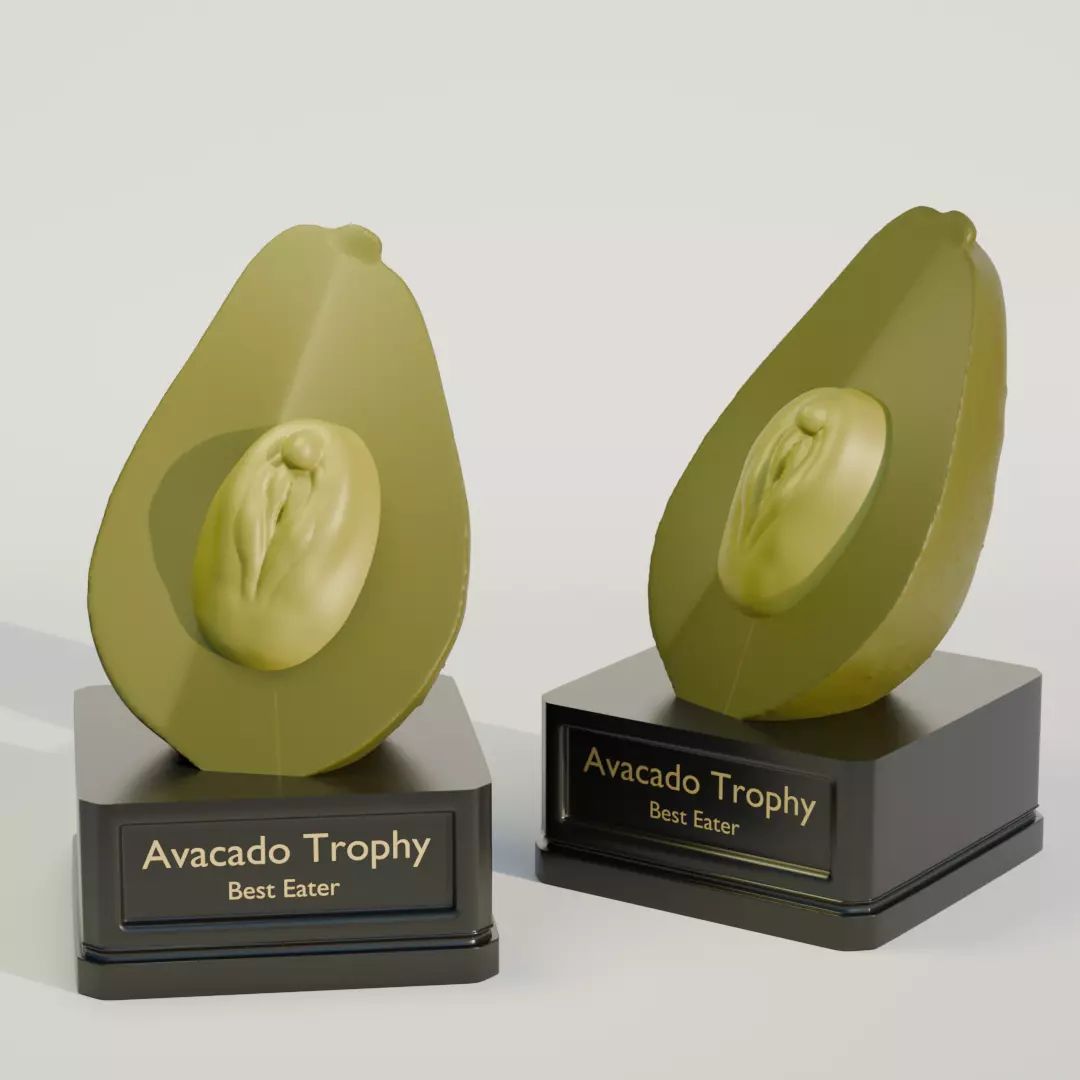 Gift for boyfriend pussy shaped avocado trophy for 3d printing 3D print model_0
