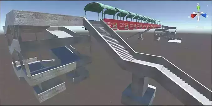 Pedestrian Bridge Low-poly 3D model