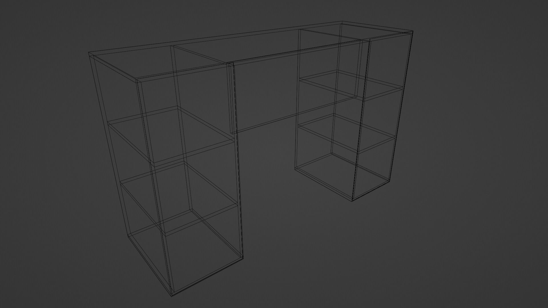 6-Cube Storage Desk Black Low-poly 3D model_4