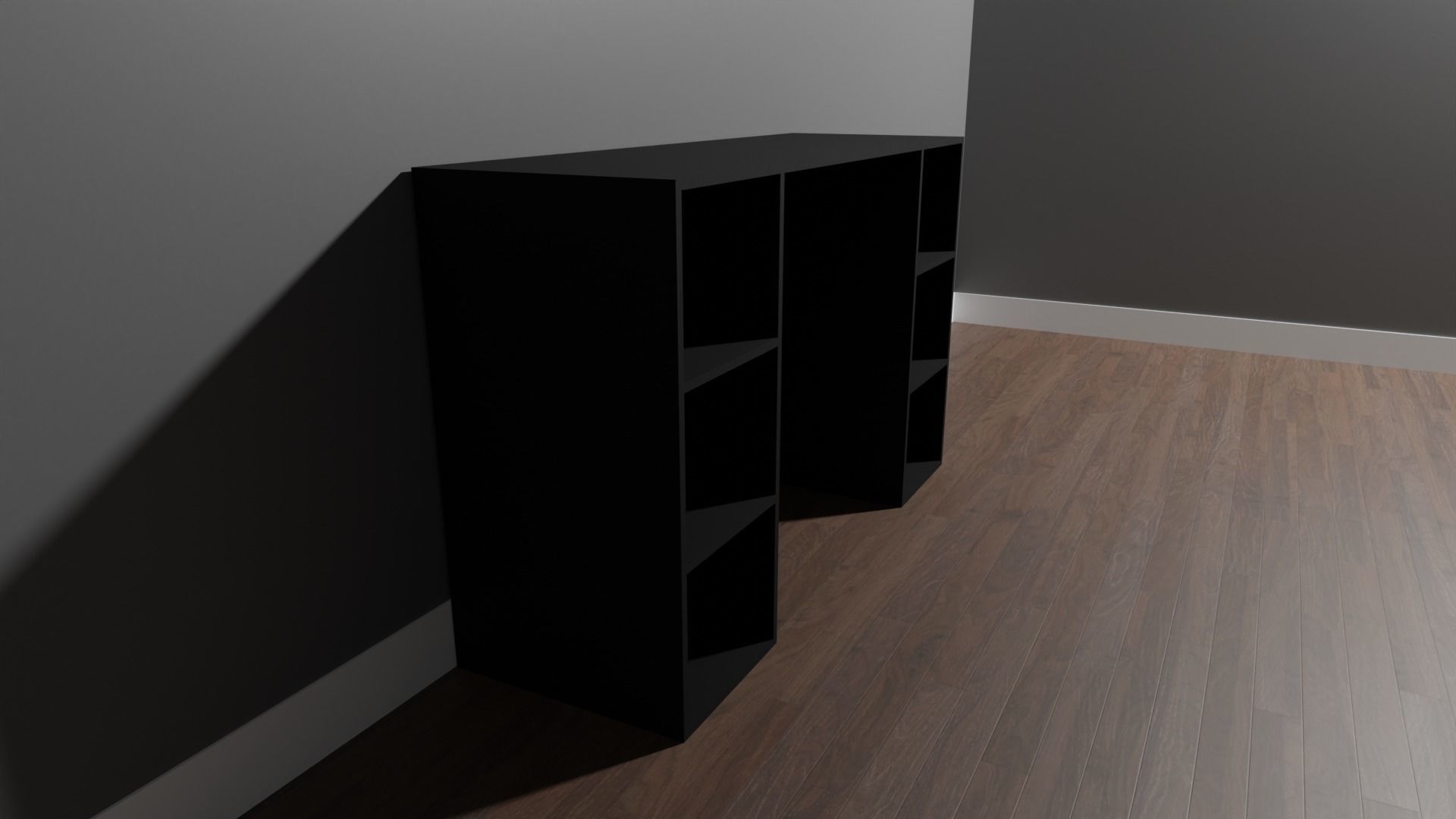 6-Cube Storage Desk Black Low-poly 3D model_2