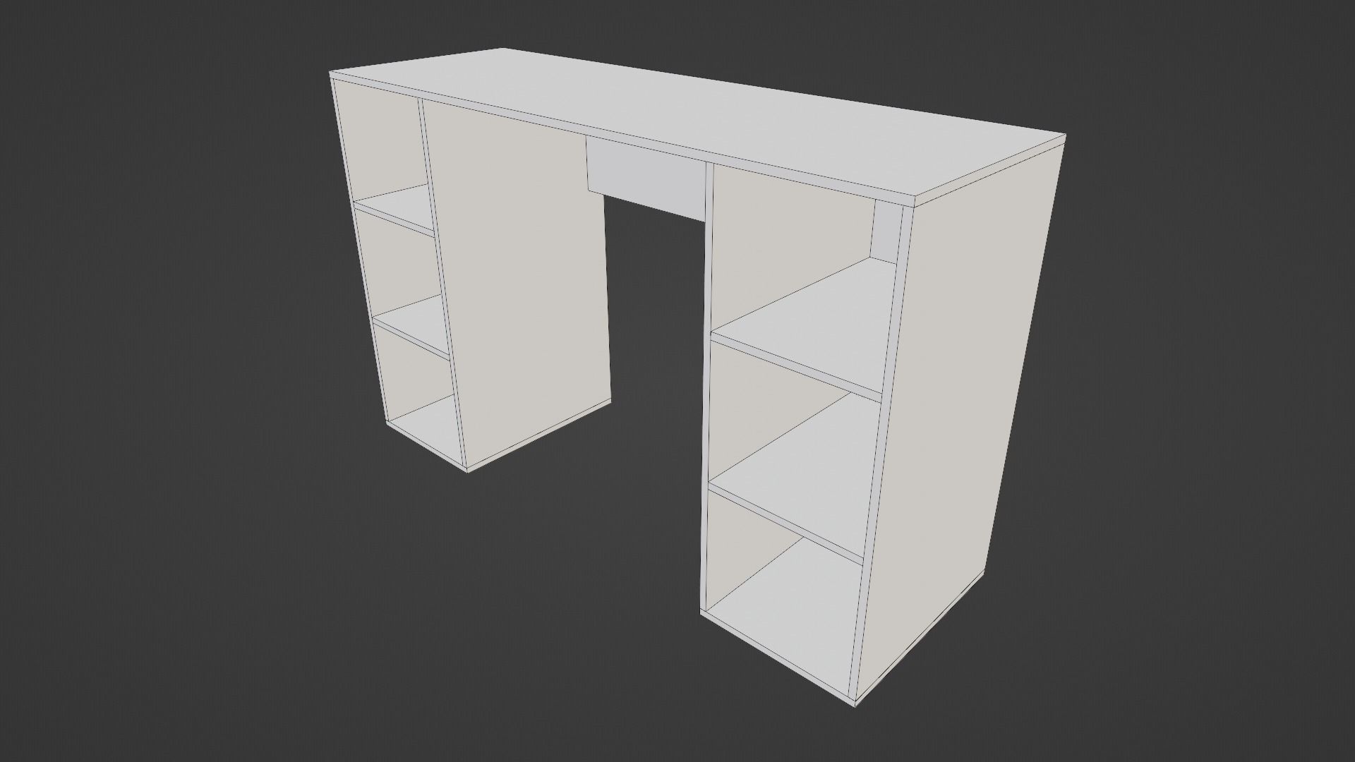 6-Cube Storage Desk Black Low-poly 3D model_3