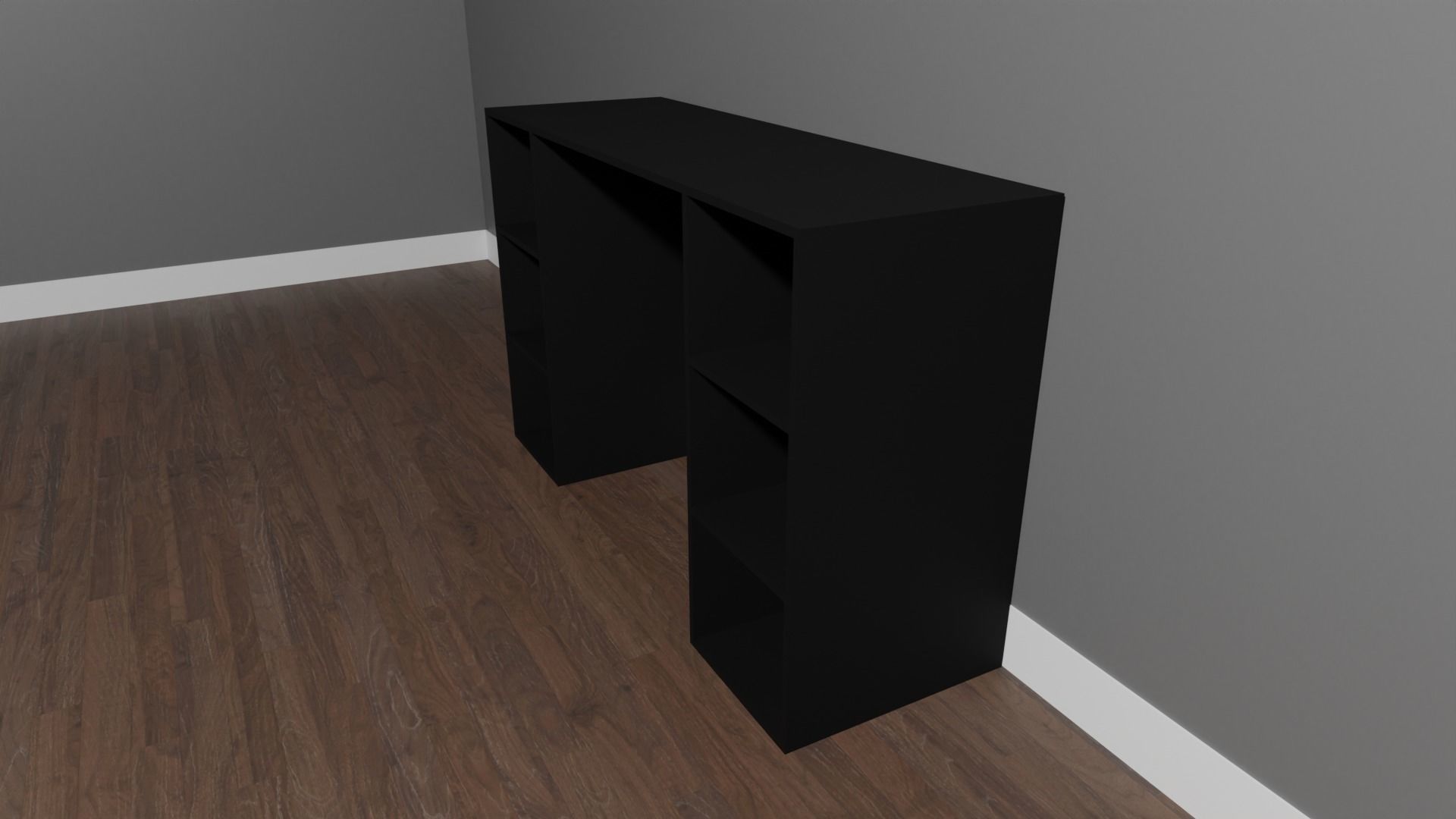 6-Cube Storage Desk Black Low-poly 3D model_1