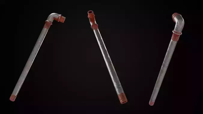 Pipe weapon rusty for game asset Low-poly 3D model