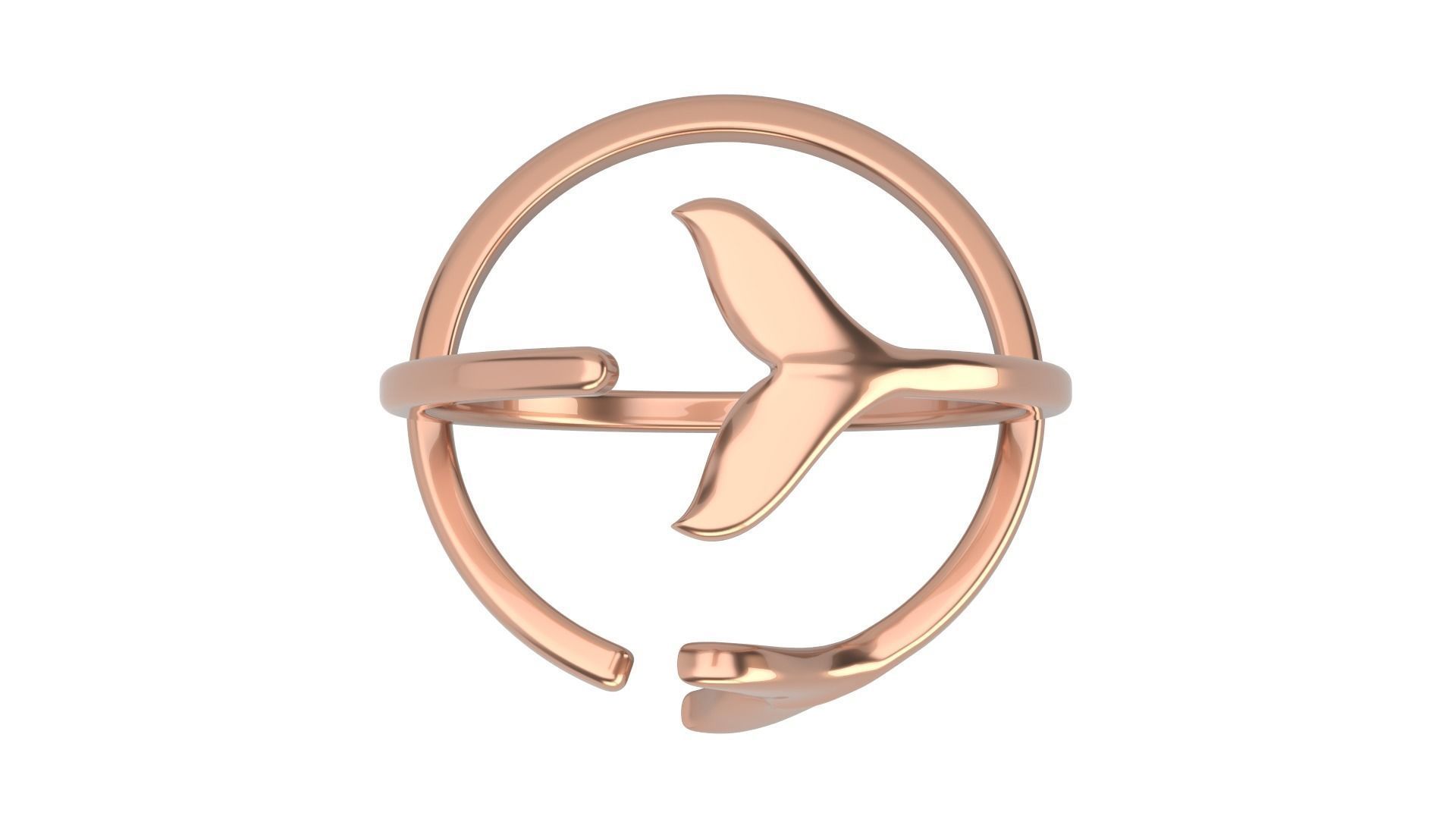 Fish Tail ring V1  5sizes 3D print model_6