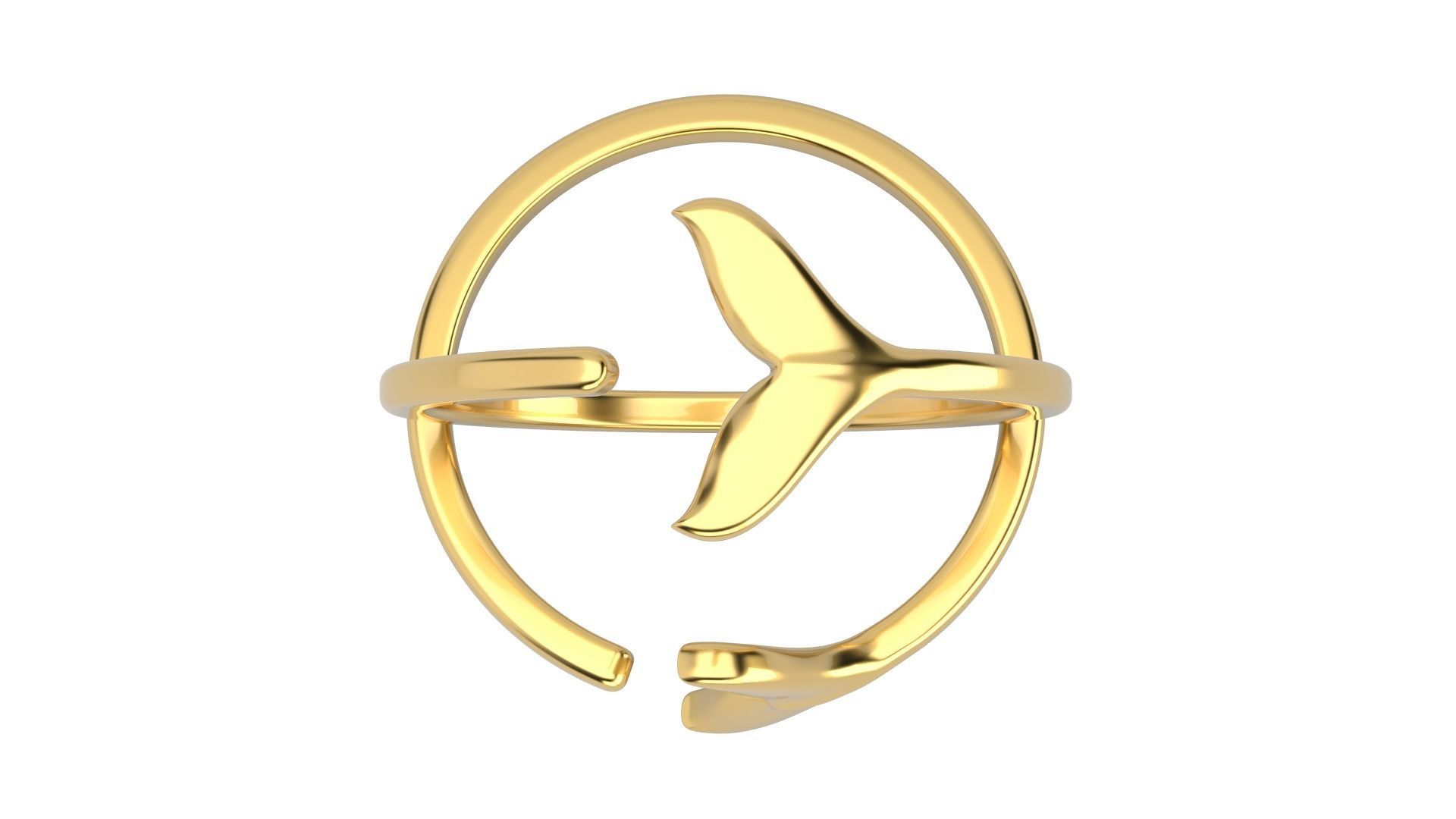Fish Tail ring V1  5sizes 3D print model_4