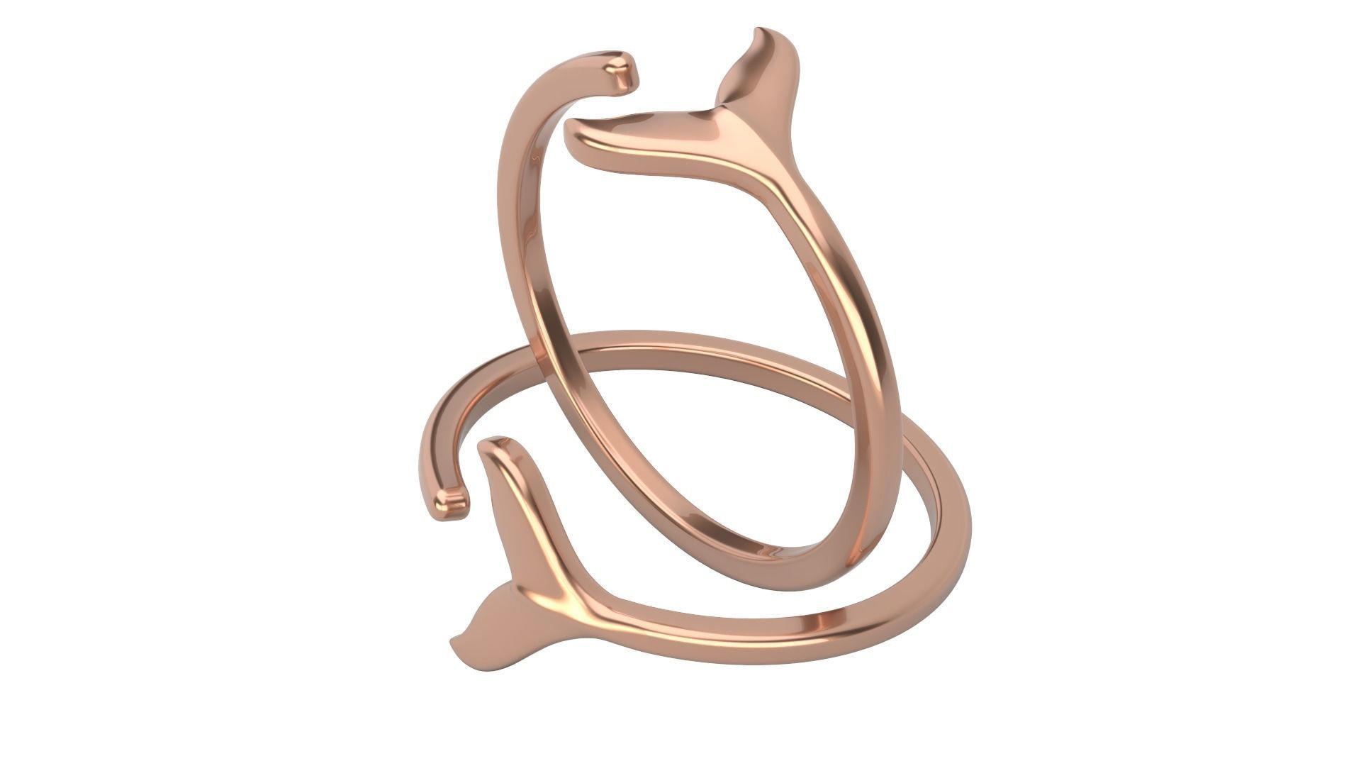 Fish Tail ring V1  5sizes 3D print model_3