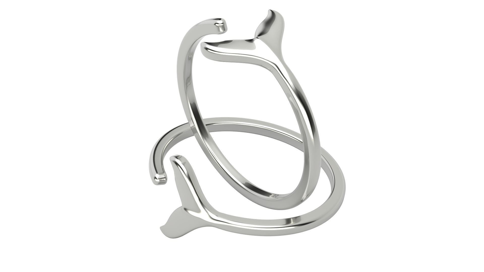 Fish Tail ring V1  5sizes 3D print model_2