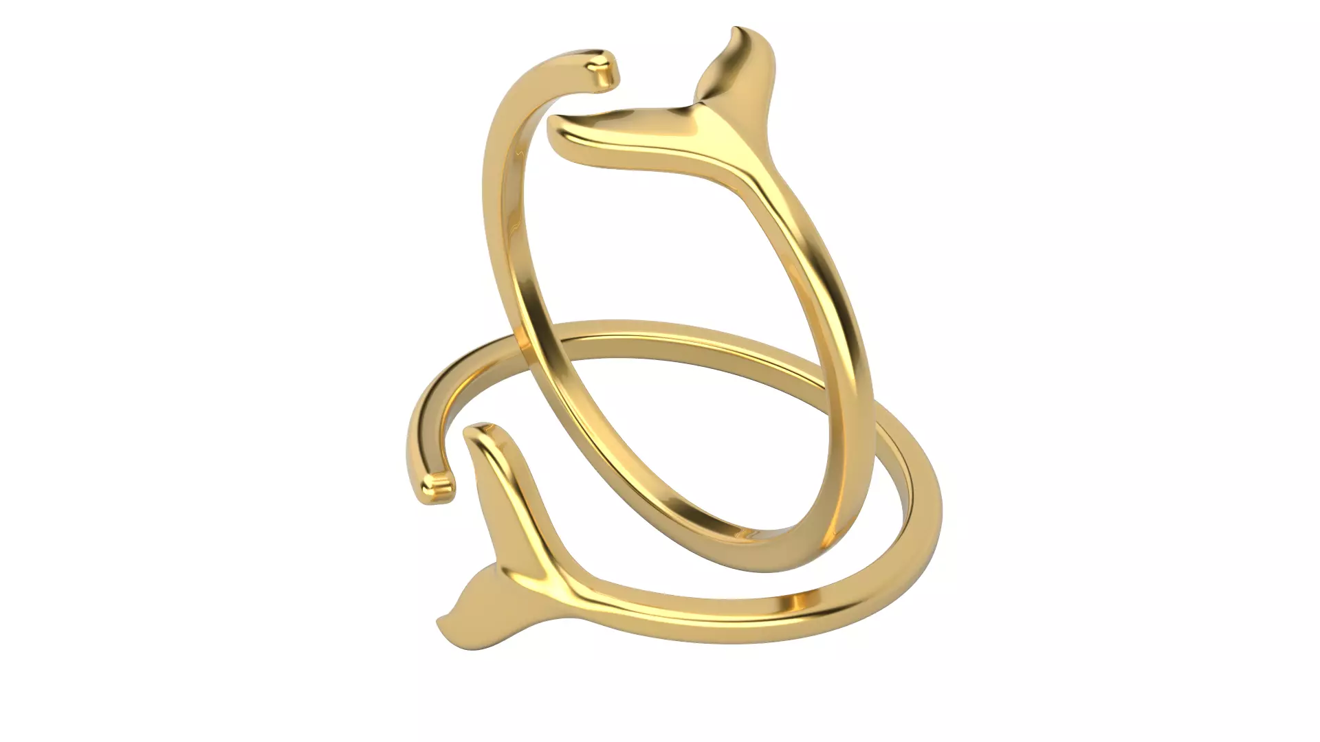 Fish Tail ring V1  5sizes 3D print model_0