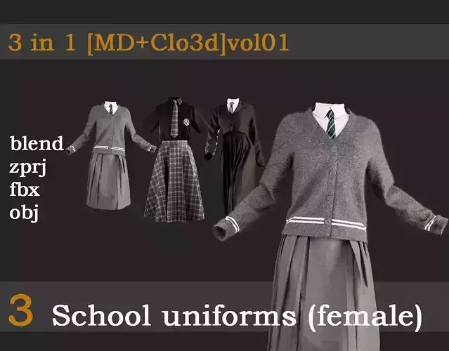 3 School uniforms for girls vol01