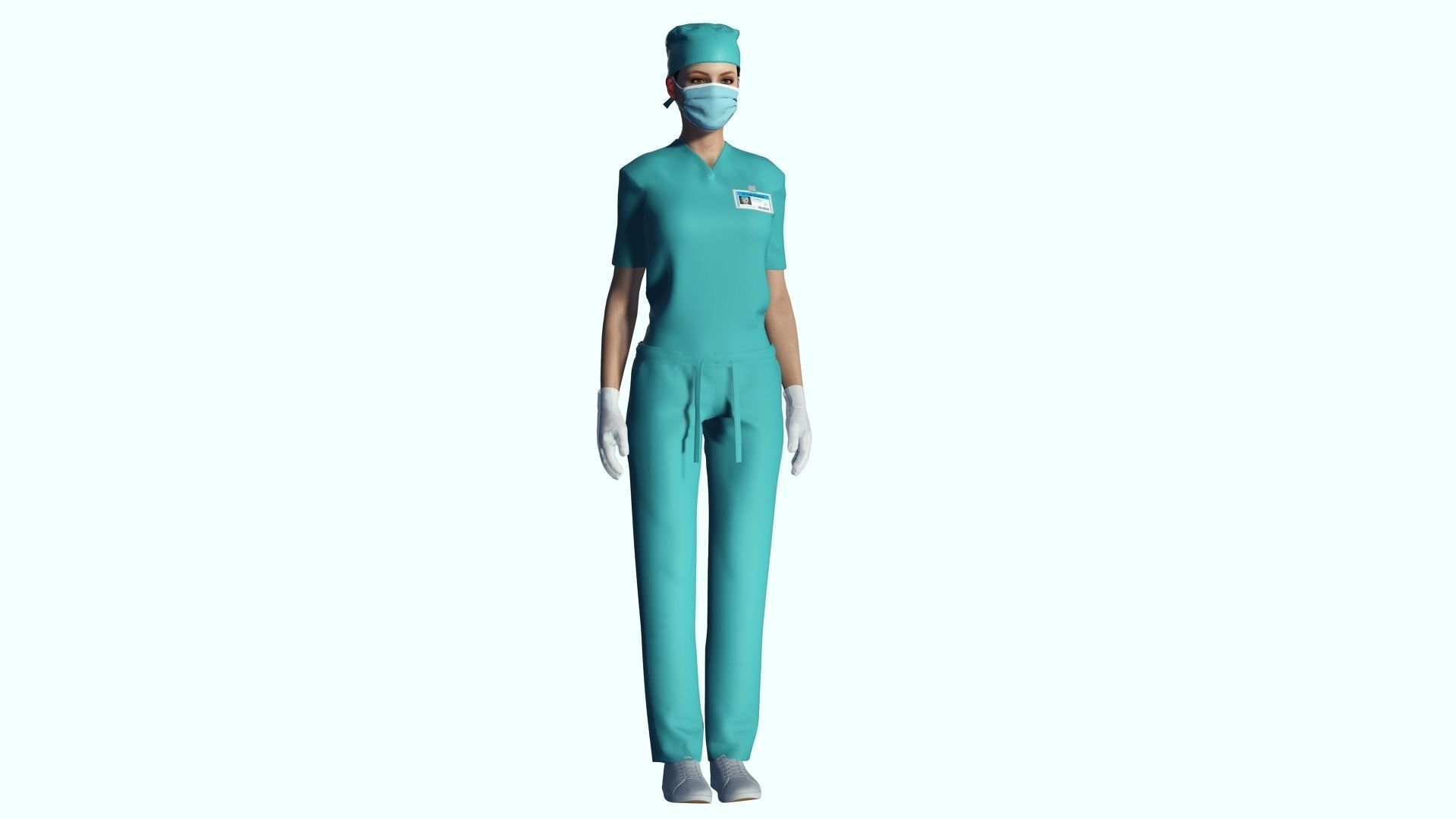 Female Surgeon Woman Nurse Rigged Doctor 3D Model Low-poly 3D model_13