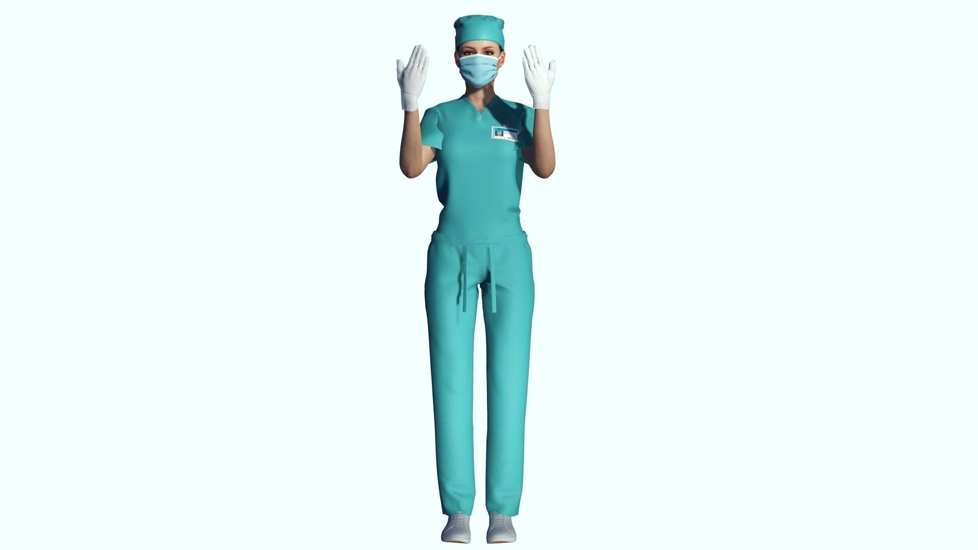 Female Surgeon Woman Nurse Rigged Doctor 3D Model Low-poly 3D model_10