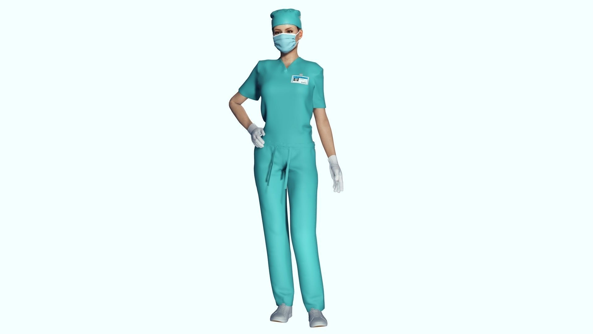 Female Surgeon Woman Nurse Rigged Doctor 3D Model Low-poly 3D model_9