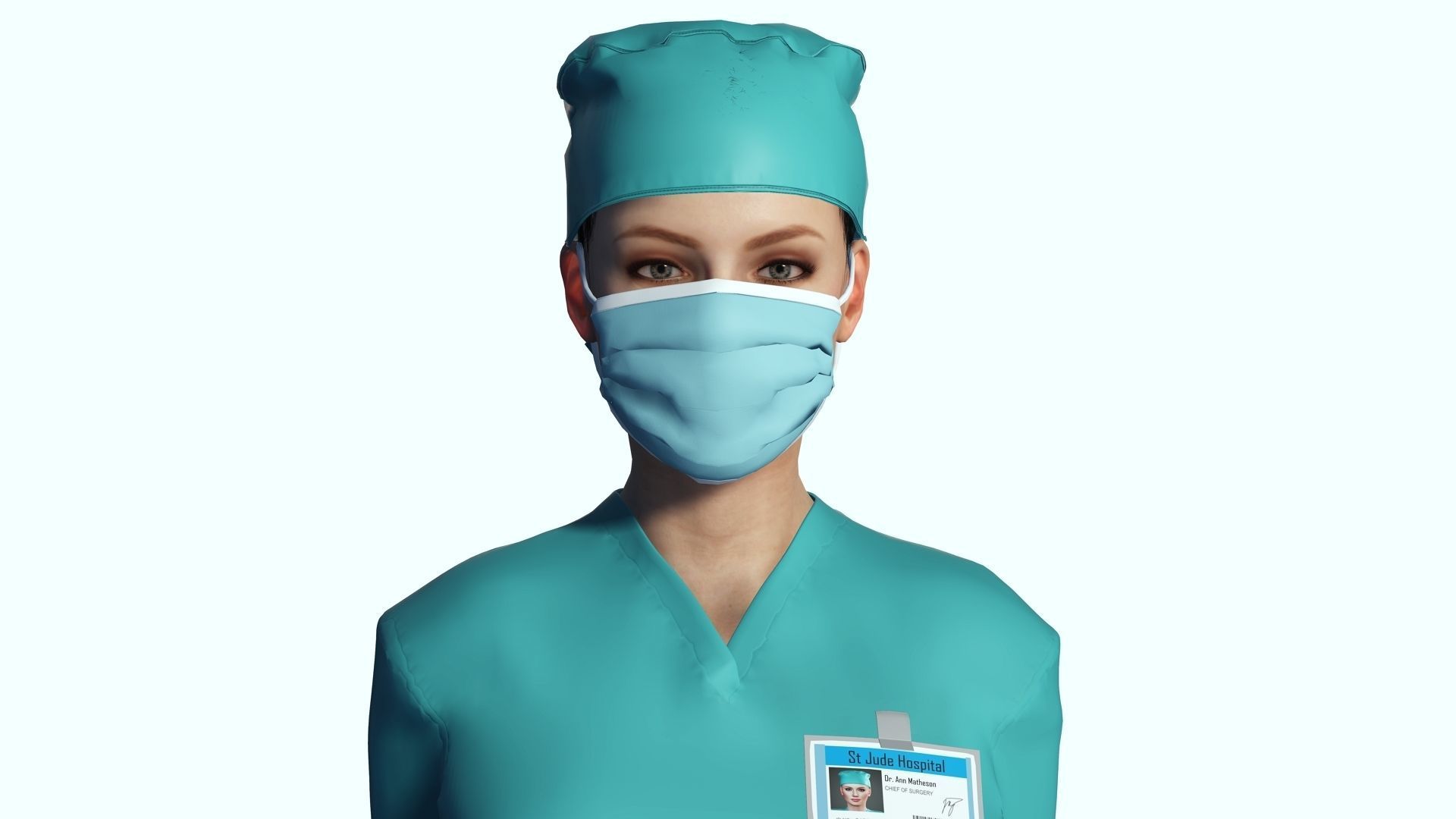 Female Surgeon Woman Nurse Rigged Doctor 3D Model Low-poly 3D model_8