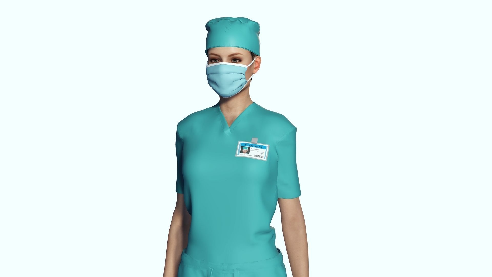 Female Surgeon Woman Nurse Rigged Doctor 3D Model Low-poly 3D model_11