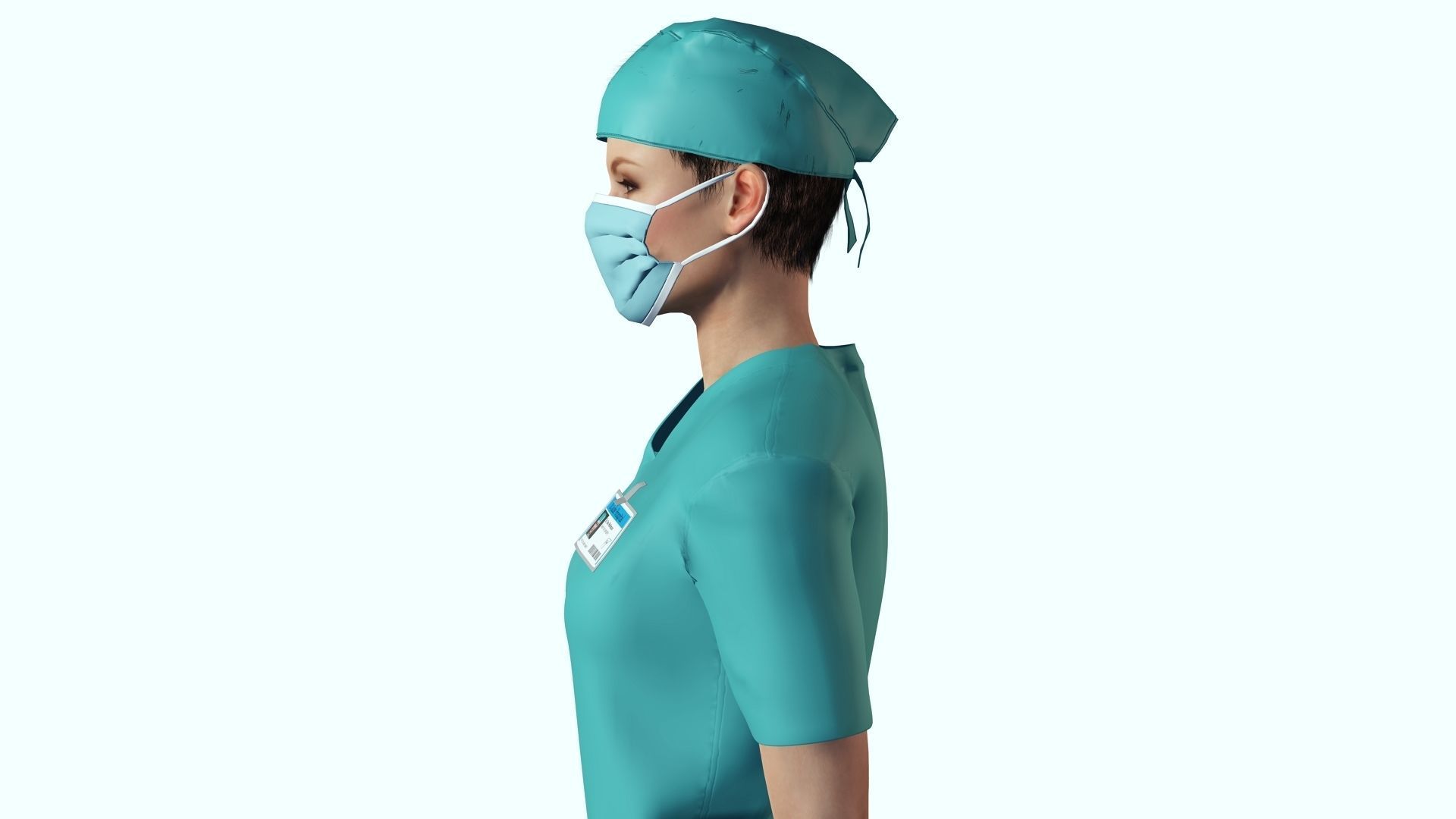 Female Surgeon Woman Nurse Rigged Doctor 3D Model Low-poly 3D model_6