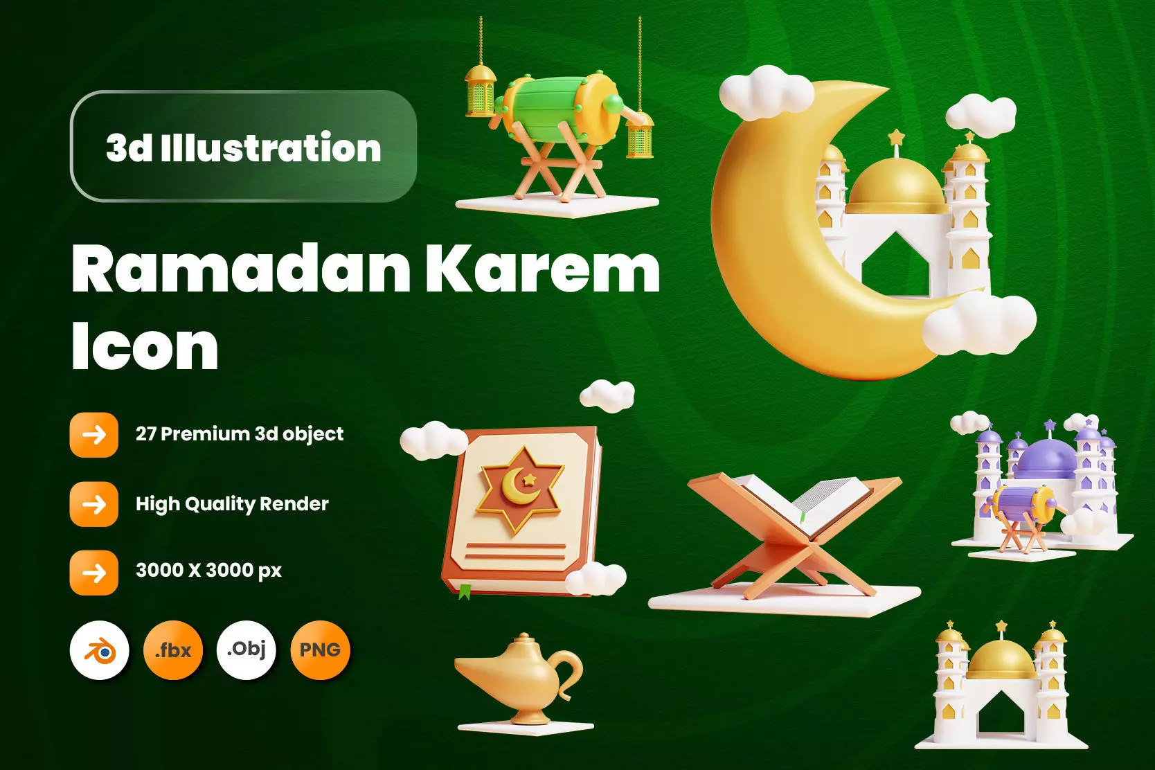 Ramadan 3d Illustration Icon Pack-2 3D model_0