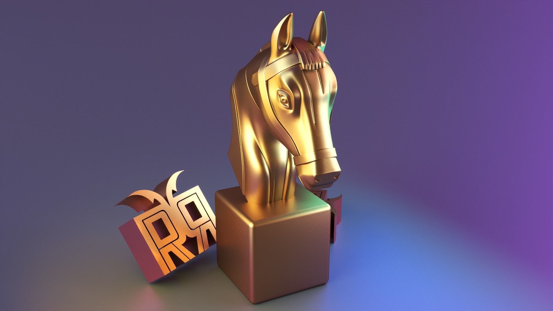Standing horse head 3D print model_1