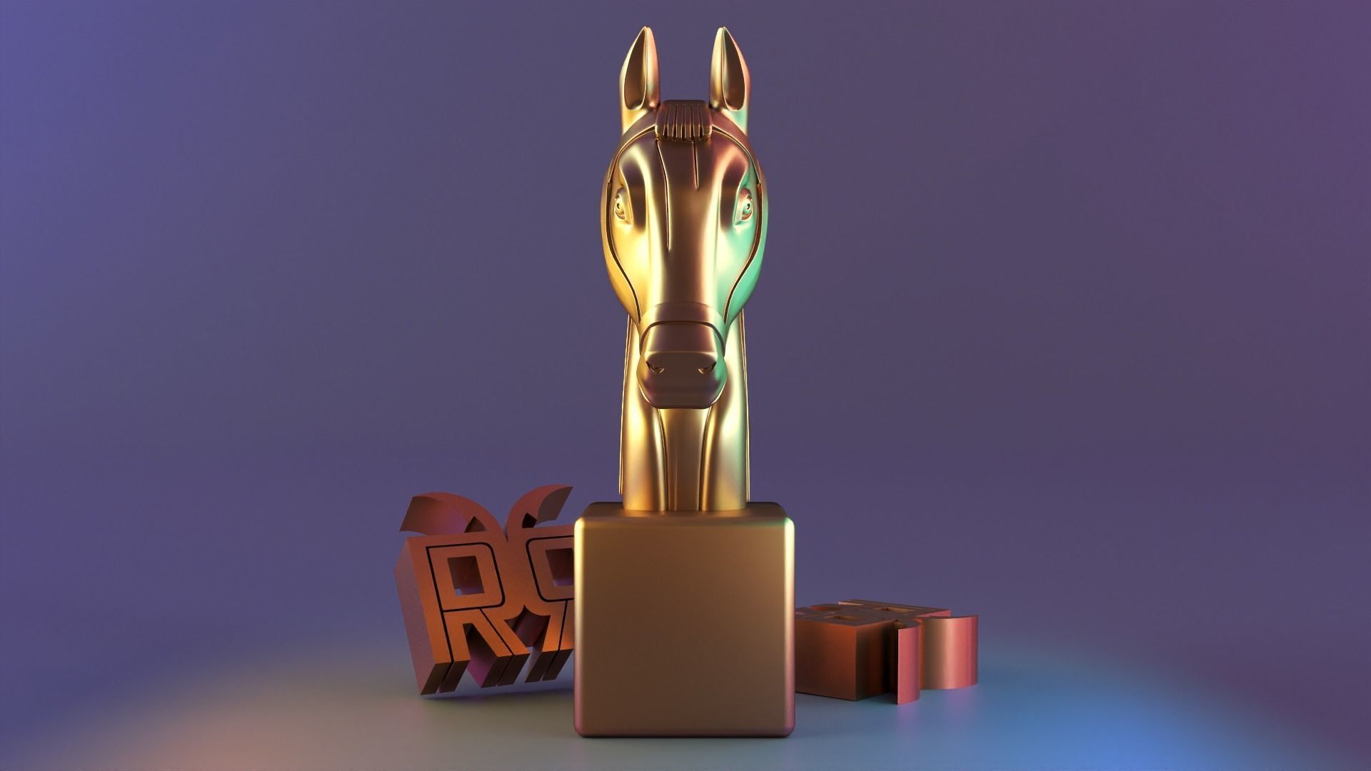Standing horse head 3D print model_2