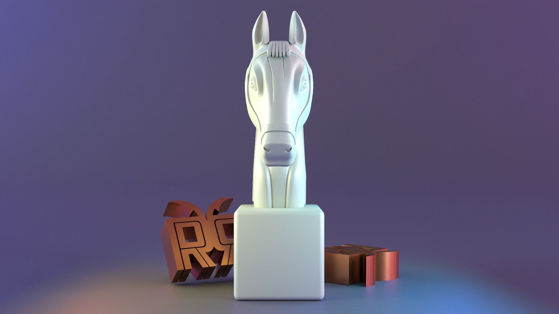 Standing horse head 3D print model_3