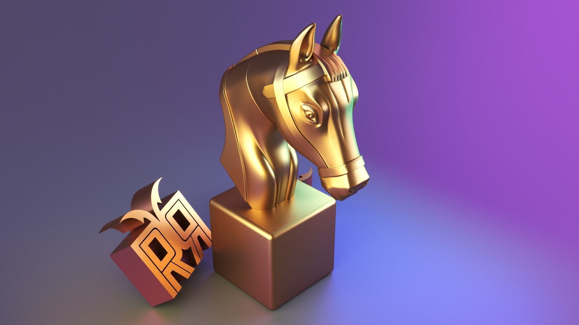 Standing horse head 3D print model_6