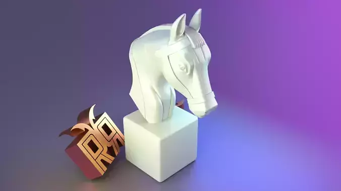 Standing horse head 3D print model