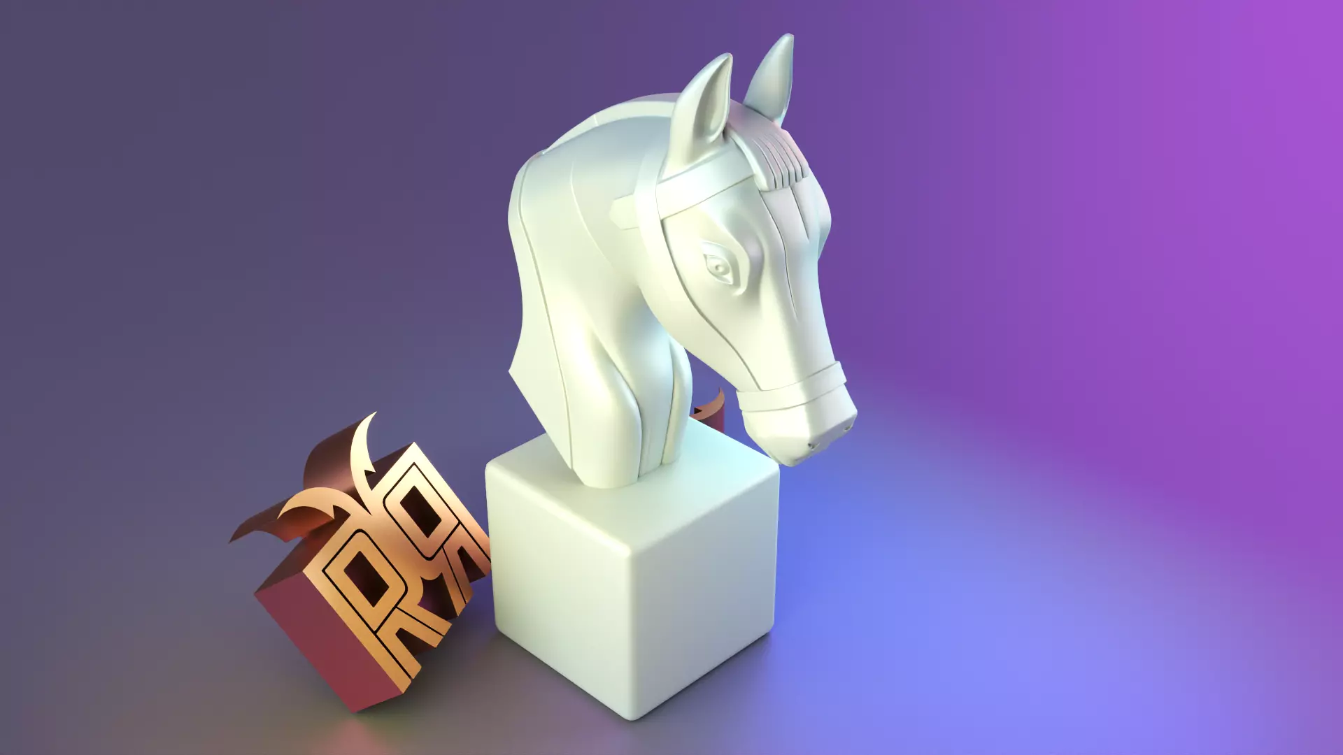 Standing horse head 3D print model_0