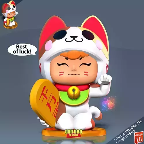 Lucky Cat Neko Bea 3D print model