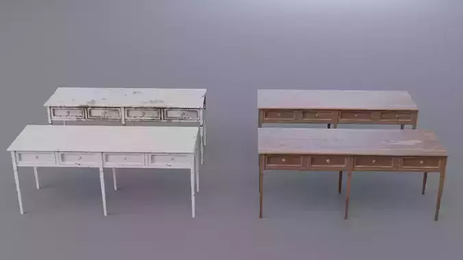 Wooden Table Low-poly 3D model