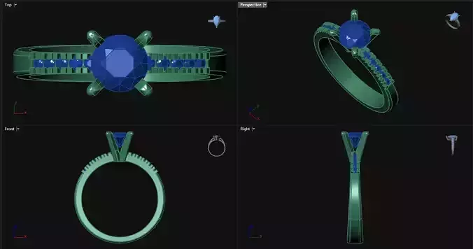 Reverse Tapered Engagement Ring with sidestones 