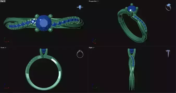 4 Prong Engagement Ring with sidestones 