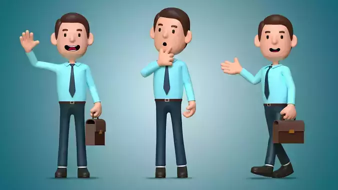 Professional Office Worker Cartoon Character Male 001 
