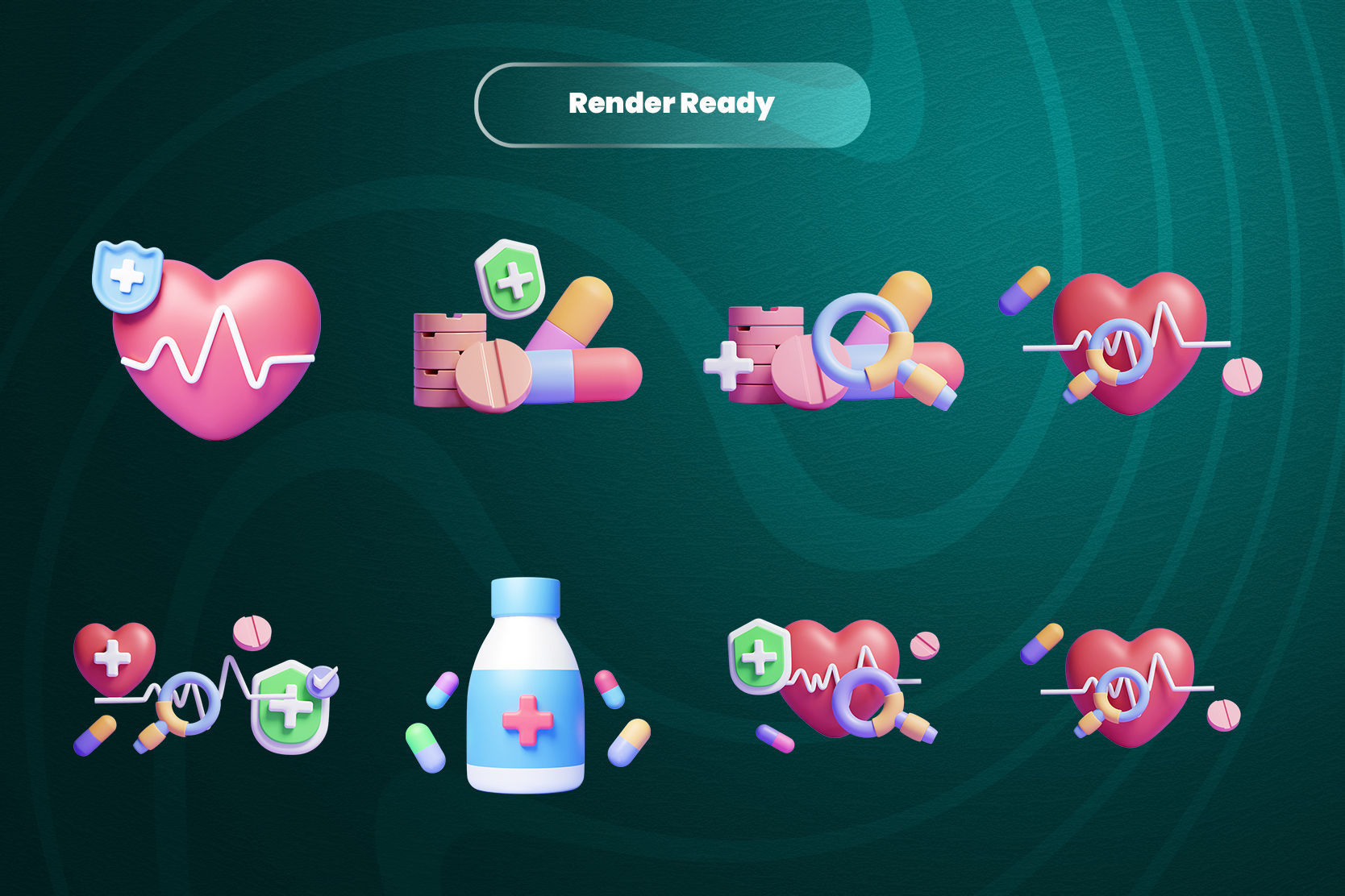 Hospital and Medicine 3d Illustration Icon Pack 3D model_1