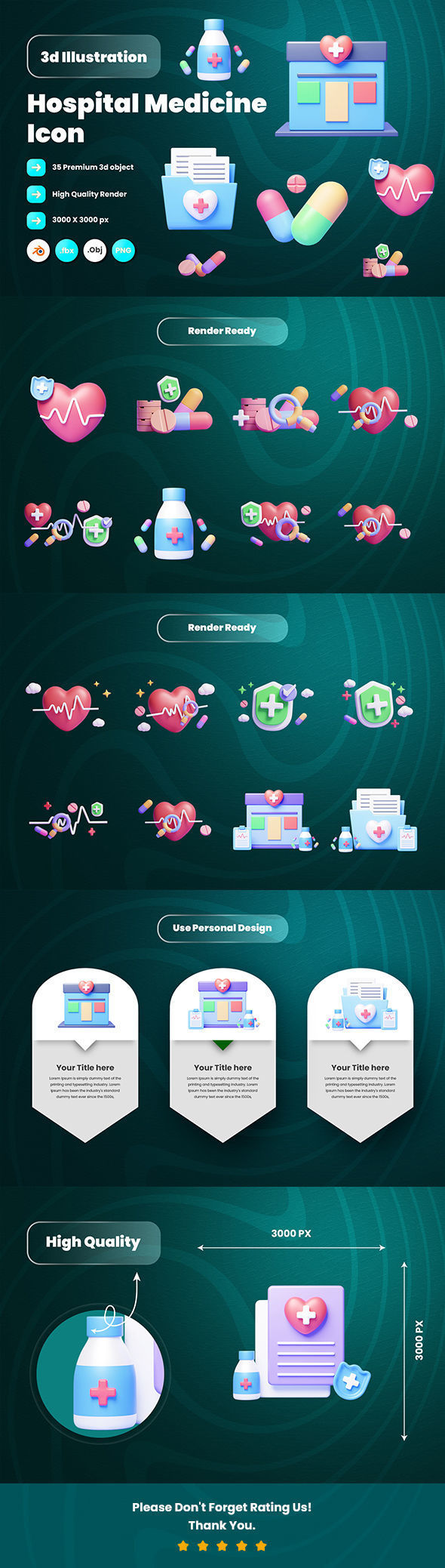 Hospital and Medicine 3d Illustration Icon Pack 3D model_5