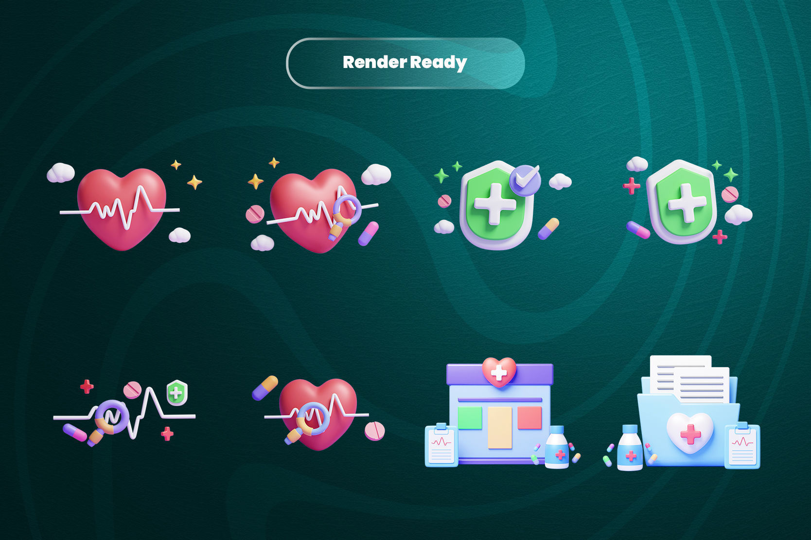 Hospital and Medicine 3d Illustration Icon Pack 3D model_2